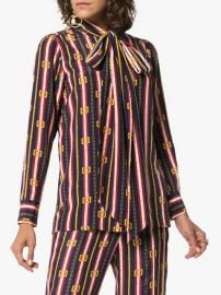 Gucci Bow Detail Chain Print Silk Shirt  - Farfetch at Farfetch